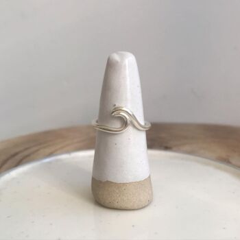 Wave polished silver ring