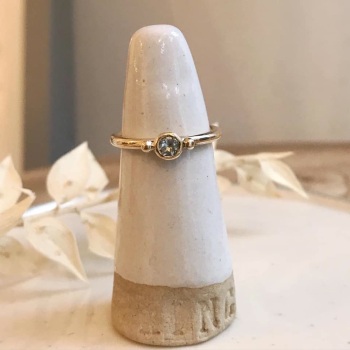 9ct Aquamarine Ring With Bead Detail
