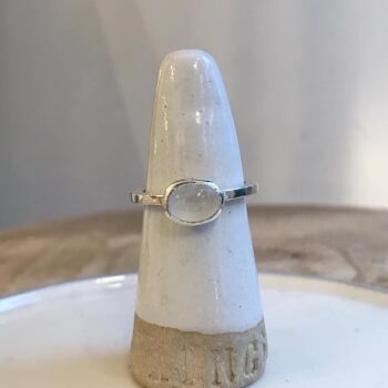 Moonstone sterling silver stacking ring Size O