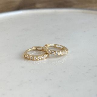 9ct Yellow Gold Hinged Earrings with Cubic Zirconia