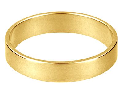 5mm Yellow Gold Polished Finish Wedding Ring Flat Profile