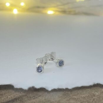 Tanzanite Sterling Silver Stud Earrings