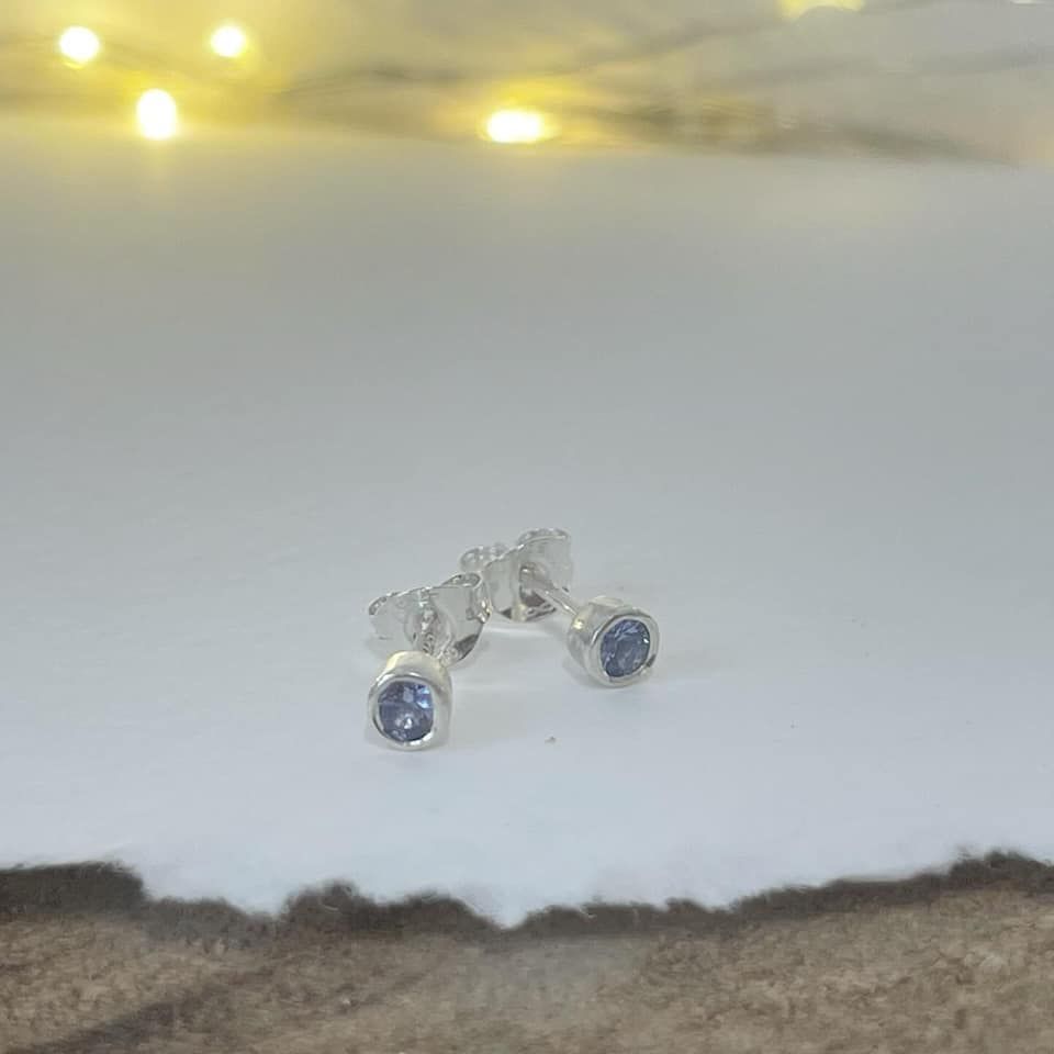 Tanzanite Sterling Silver Stud Earrings