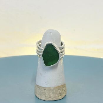 Seaglass wide sterling silver ring