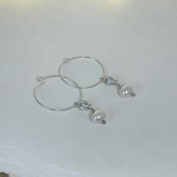 CZ and freshwater pearl drop earrings