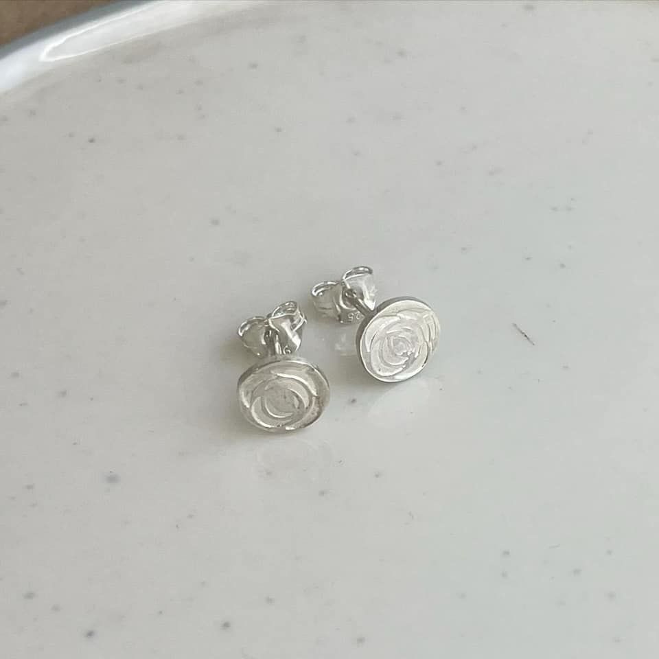 Rose sterling silver stud earrings