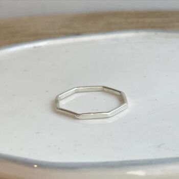 Octagon sterling silver ring