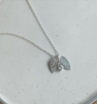 Moonstone floral bud necklace