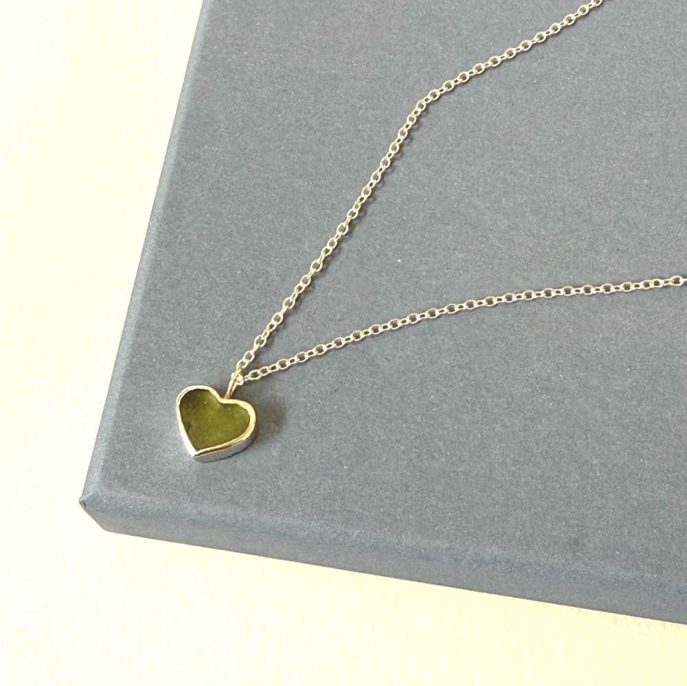 Green Seaglass Heart Necklace