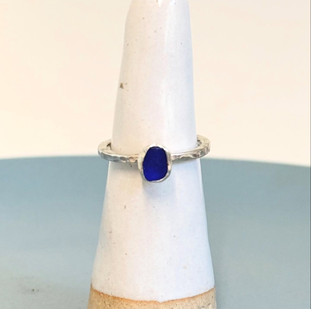 Blue Witterings Seaglass stacking ring
