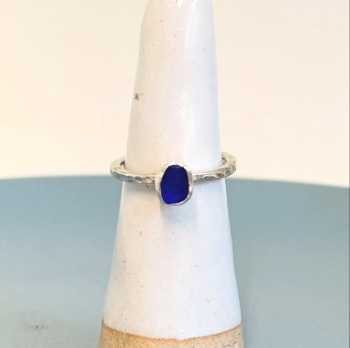Blue Witterings Seaglass stacking ring