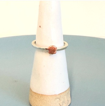 Copper shell on sterling silver band
