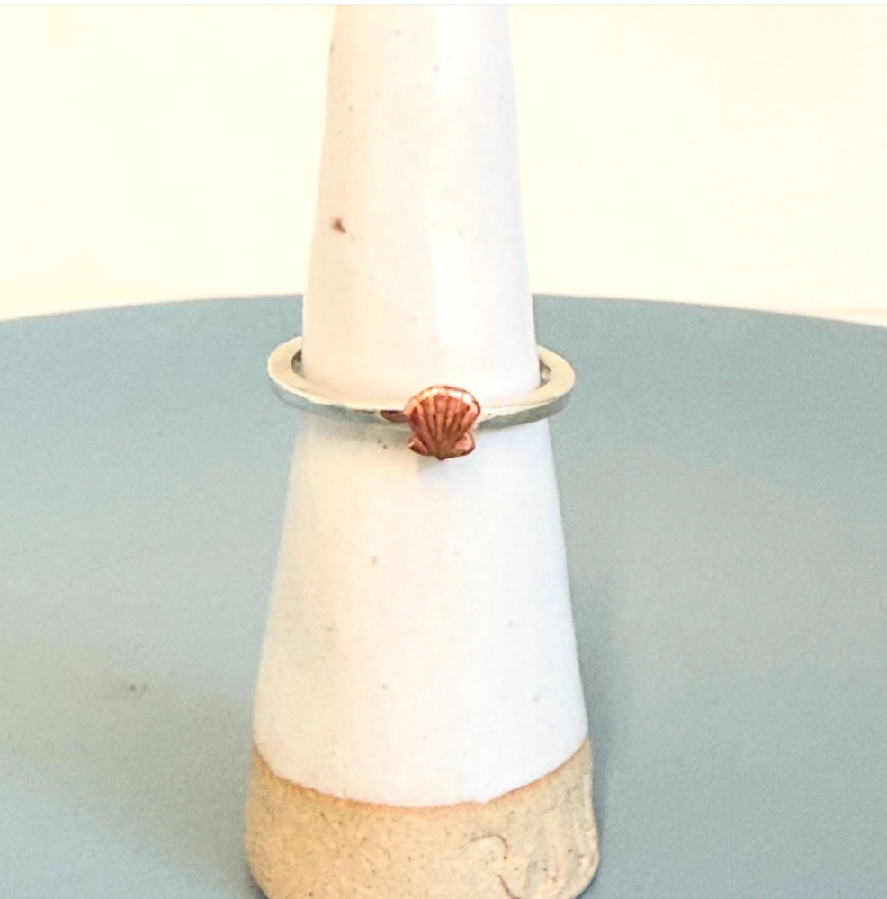 Copper shell on sterling silver band
