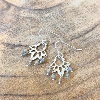 Delicate Mandala Drop Earrings with Labradorite beads