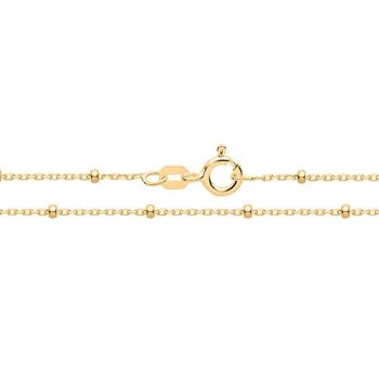 Sterling Silver Yellow Gold Plated Rolo-Bead Chain Anklet
