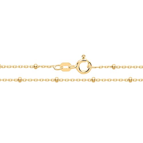 Sterling Silver Yellow Gold Plated Rolo-Bead Chain Anklet