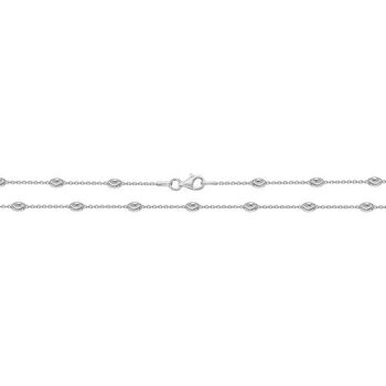 Oval Beaded anklet chain in sterling silver