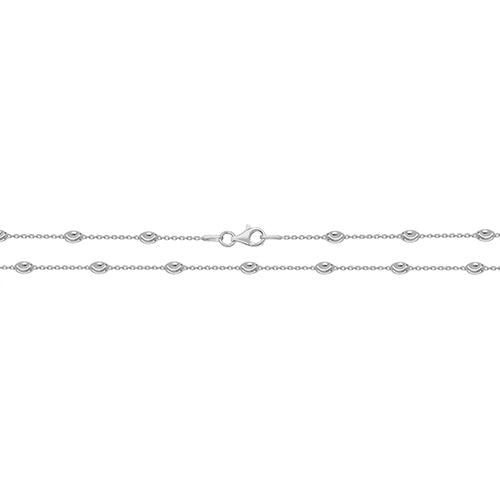Oval Beaded anklet chain in sterling silver