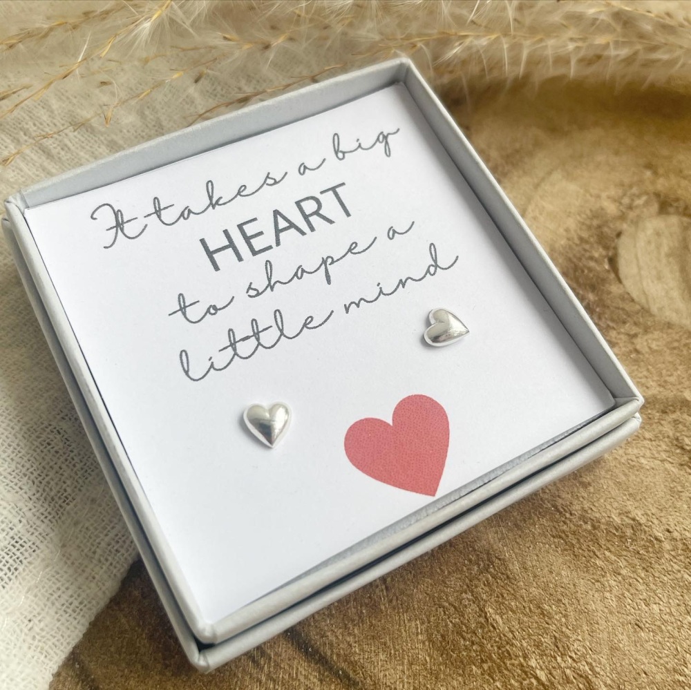 A Teacher Gift ~ Heart Studs