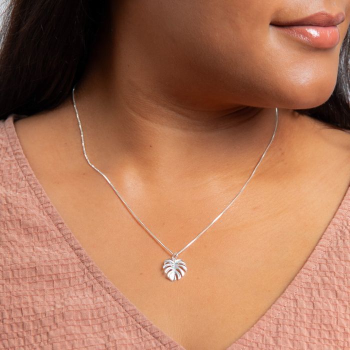 Monstera Leaf Necklace in Sterling Silver