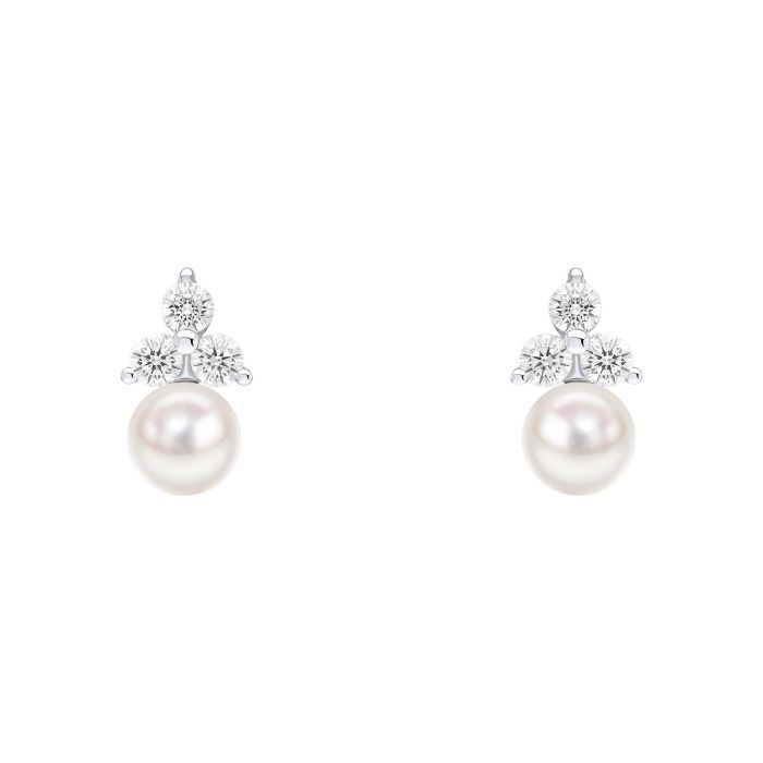 Pearl and CZ Sterling Silver Stud Earrings
