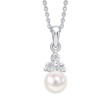 Pearl and CZ Sterling Silver Necklace