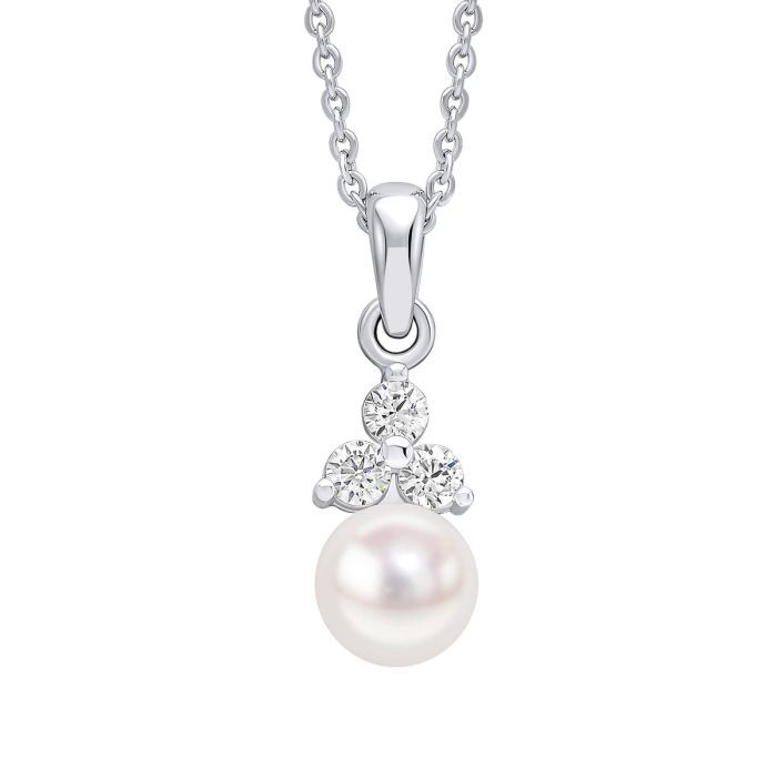 Pearl and CZ Sterling Silver Necklace
