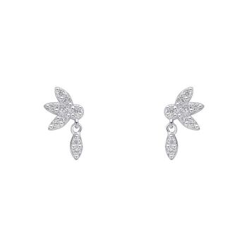 Flower drop sterling silver studs with CZ