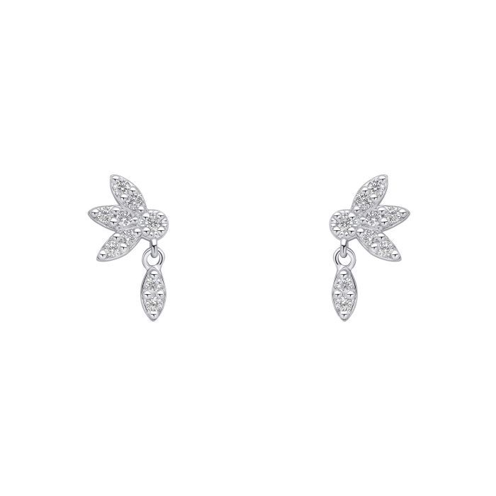 Flower drop sterling silver studs with CZ