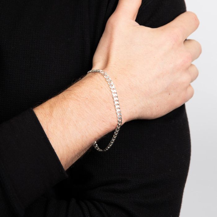 Curb Bracelet Gents in Sterling Silver