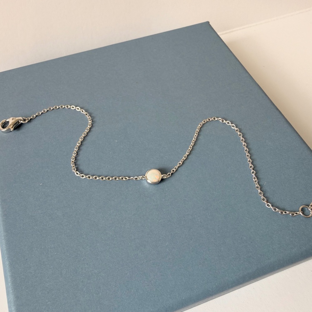 Sterling Silver and Opal Bracelet