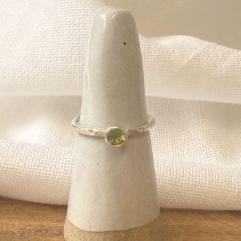 Faceted Peridot sterling silver ring