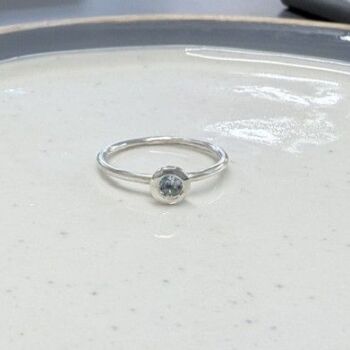 Aquamarine heavy bezel sterling silver ring