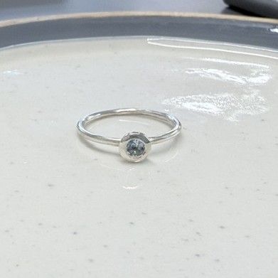 Aquamarine heavy bezel sterling silver ring