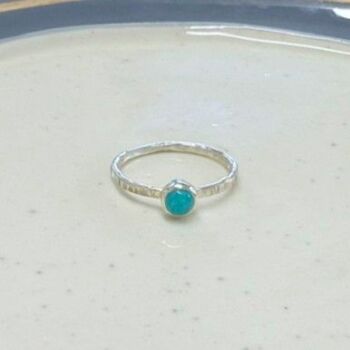 Turquoise textured band sterling silver ring