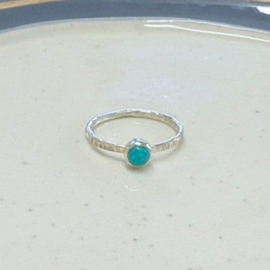 Turquoise textured band sterling silver ring