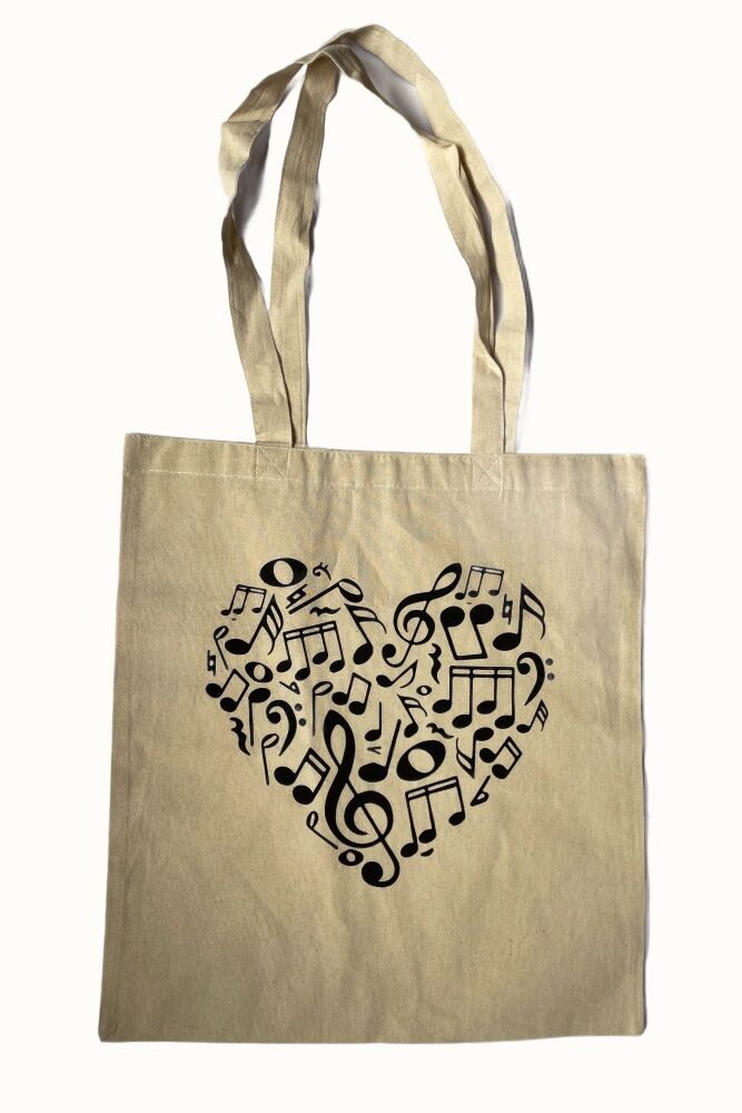Cotton Tote Bag - Music Heart design