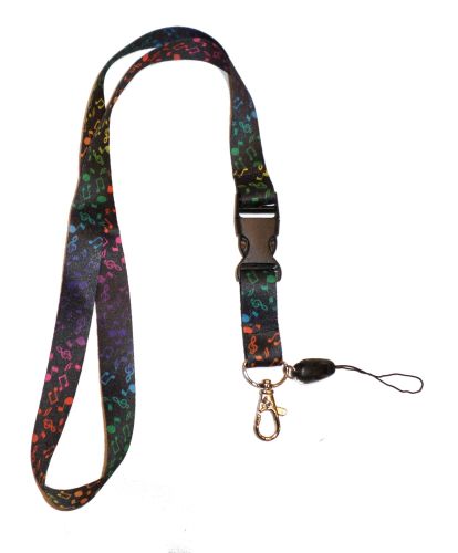Lanyard - Colour Music Notes with detachable phone clip