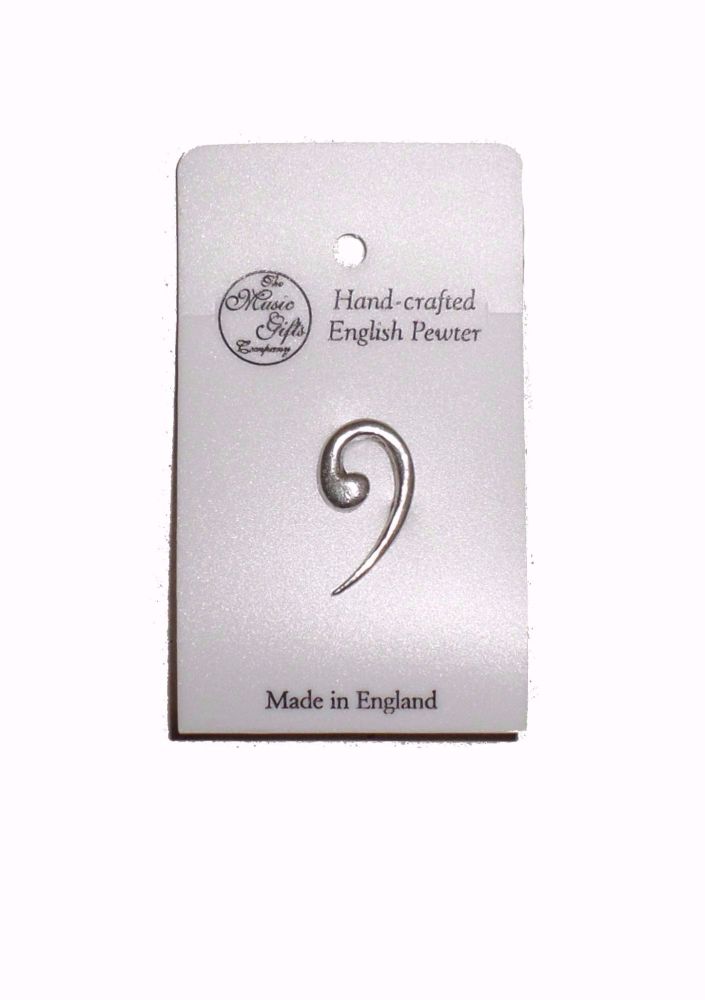 Pewter pin badge - Bass Clef