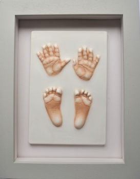 Framed hand and foot baby impression