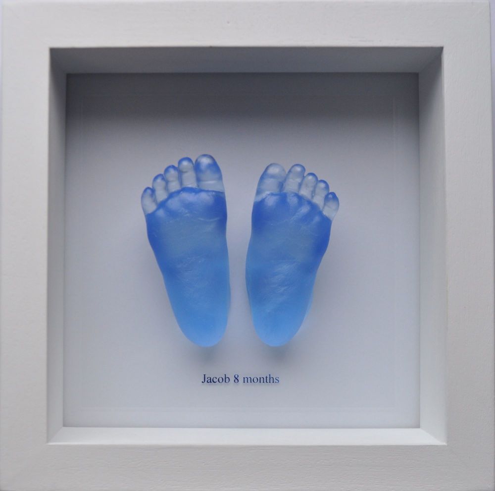 coloured glass baby feet framed