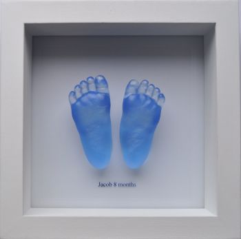 coloured glass baby feet framed