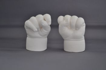 Pair of baby hands cast in plaster