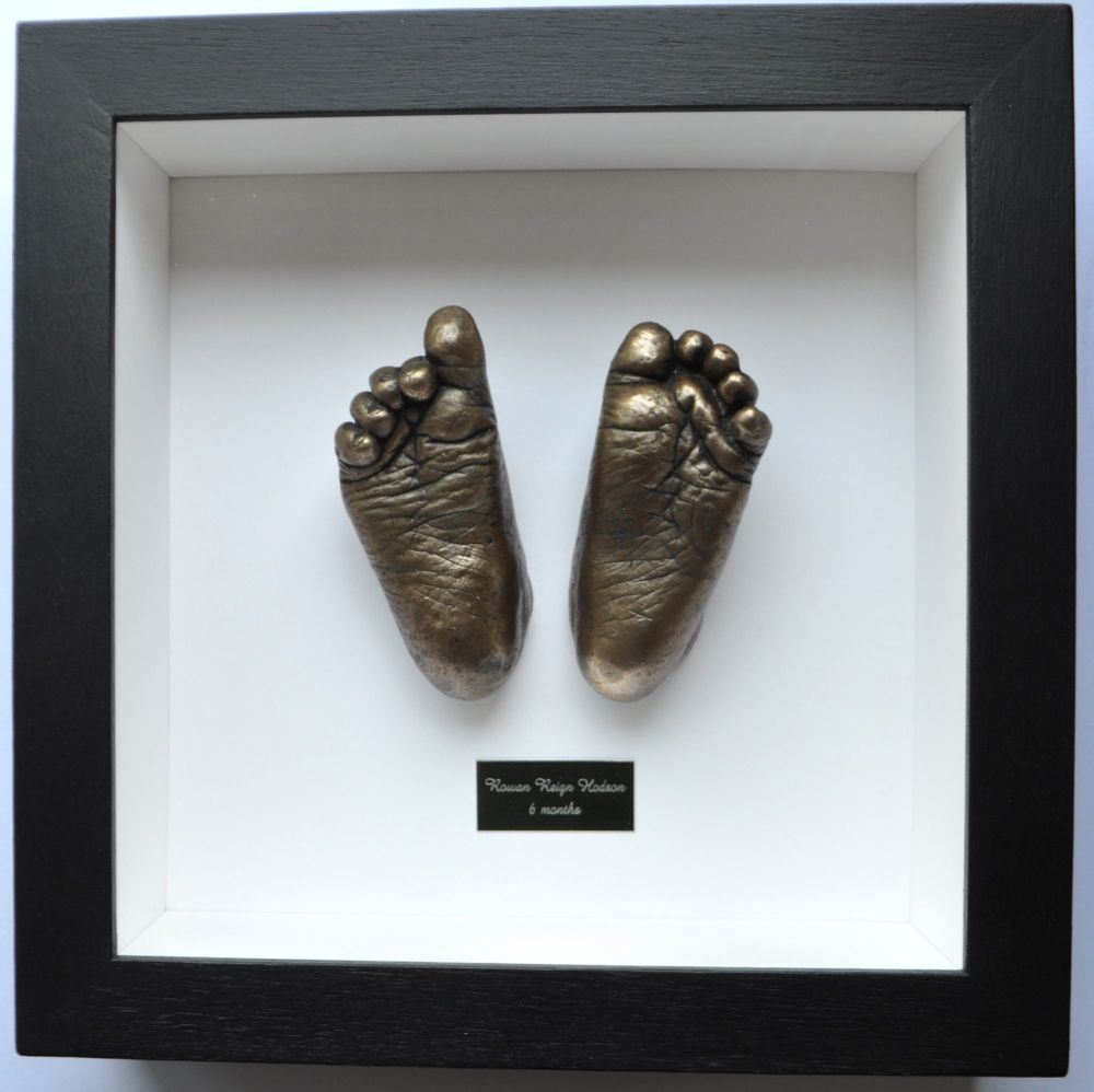 Bronze casting baby feet framed