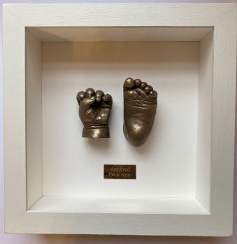 Bronze 3D baby hand and foot framed