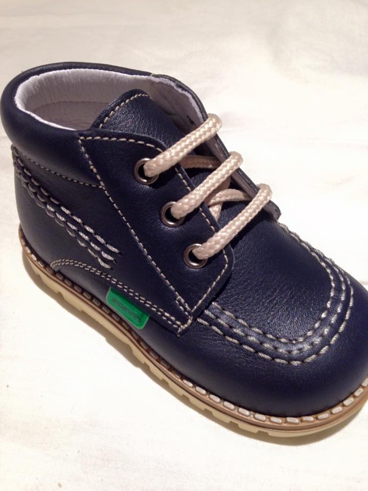 Boys Andanines Navy Leather Boot