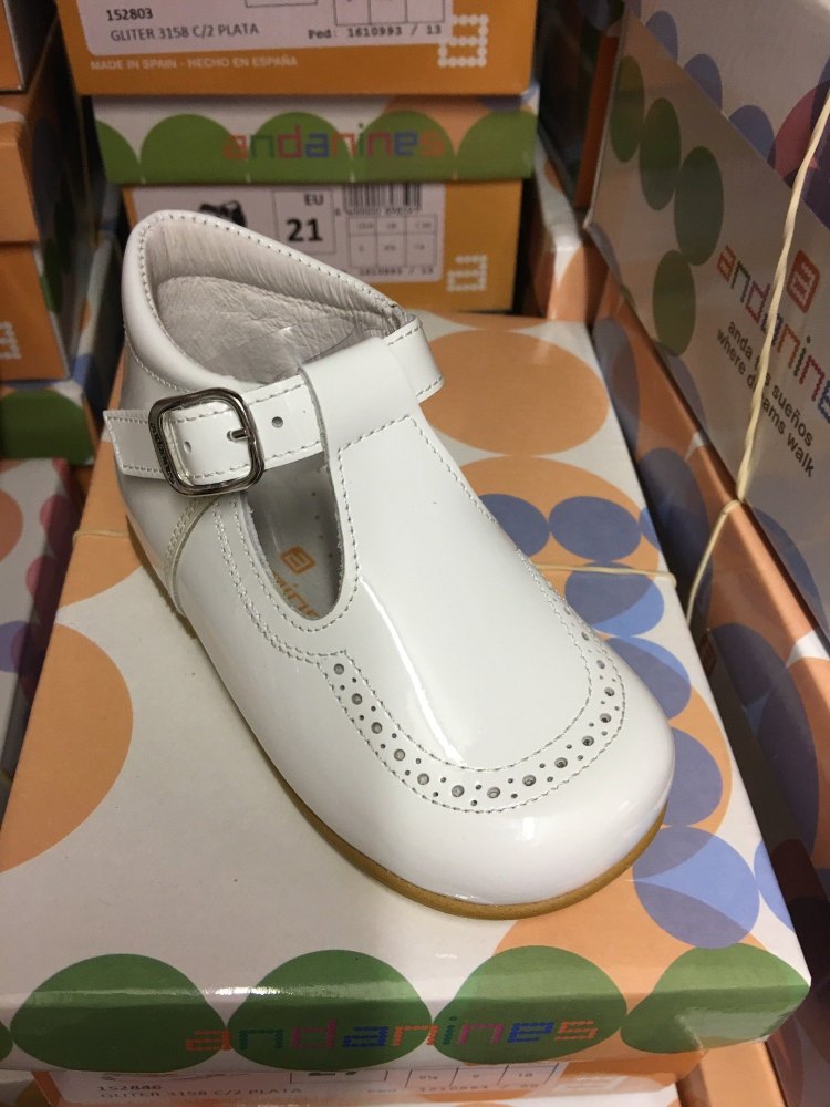 Boys Andanines White Patent Shoes