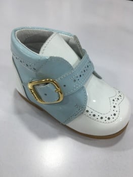 Boys Andanines Blue and White Patent Shoes
