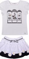 Girls Butterscotch Black and White Skirt Set