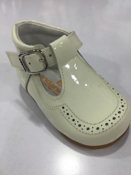 Boys Andanines Cream Patent Shoes 162814